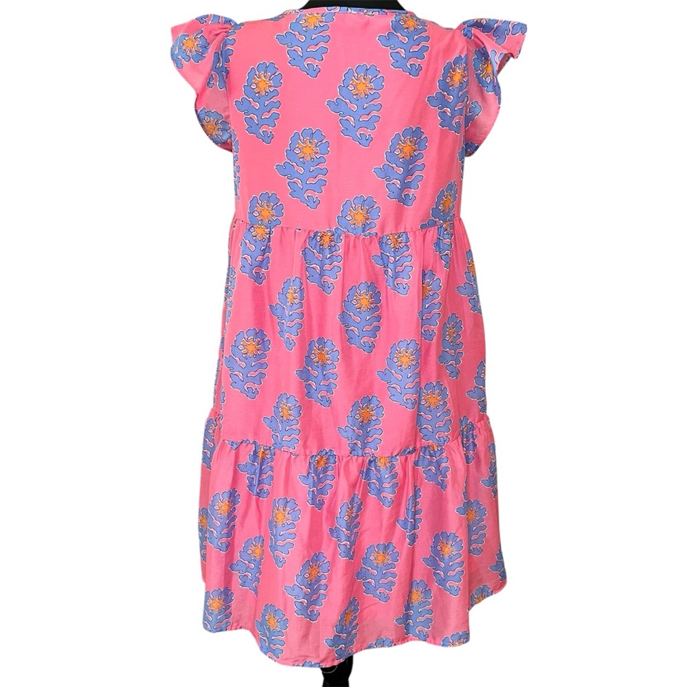 J. Marie Piper Ruffle Dress Pink Floral Tiered Mini - Size Small - Picture 6 of 7